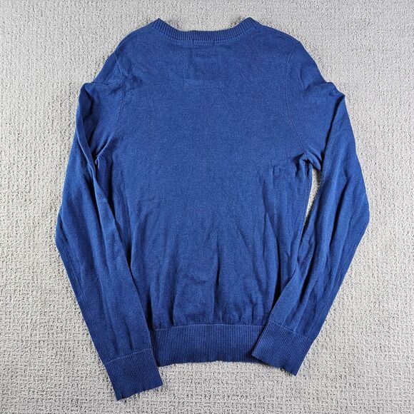 Abercrombie and Fitch Sweater Mens Large Muscle V Neck‎ Blue Long Sleeve Cotton - Picture 4 of 9